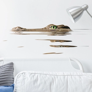 3D realistic crocodile wall sticker for living room bedroom decor with water surface effect