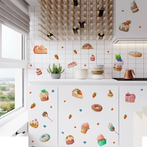 DIY food dessert wall stickers featuring cakes and donuts for kitchen and fridge decoration