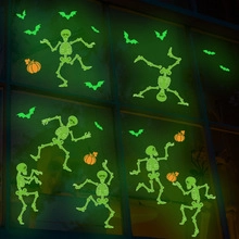 Autocollants de fenêtre Halloween luminescents avec fantômes et citrouilles