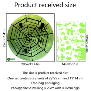 Stickers muraux Halloween luminescents avec grande toile d'araignée et fantômes
