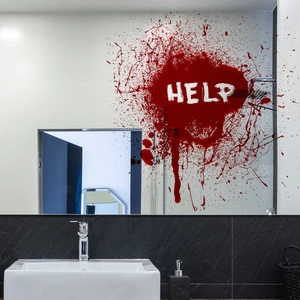Halloween blood splatter HELP sticker for mirror and glass window bathroom decoration
