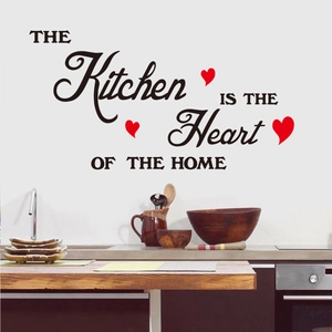 The Kitchen is the Heart of the Home wall decal with red hearts for home decor