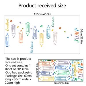 Colorful pencil jump game wall stickers with height scale for kids room decoration