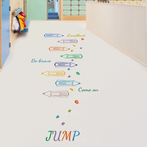 Hopscotch Floor Stickers PVC Pencil Shape Game Decals For Kids Room Playroom Kindergarten Indoor Exercise Motivational Quotes