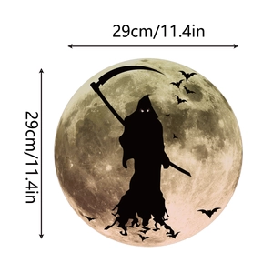 Detail of Halloween 29cm glow wall sticker with grim reaper and bat silhouettes
