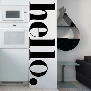 Vertical black Hello quote wall sticker for minimalist living room home decoration