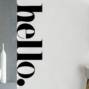 Minimalist black HELLO text wall sticker for modern living room home wall decor
