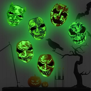 Halloween Luminous Skull Wall Stickers PVC Glow In The Dark Scary Horror Mask Decals For Party Bedroom Home Decor