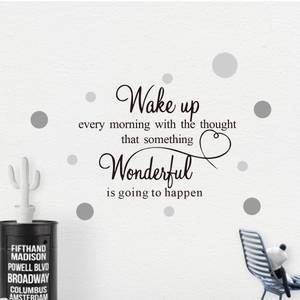 Sticker mural inspirant Wake Up Every Morning avec pois pour décoration intérieure