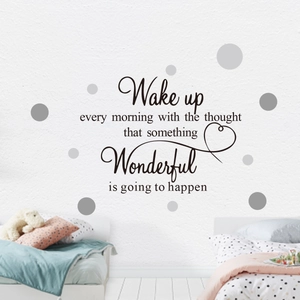 Stickers muraux avec citations inspirantes anglaises et pois gris pour la chambre