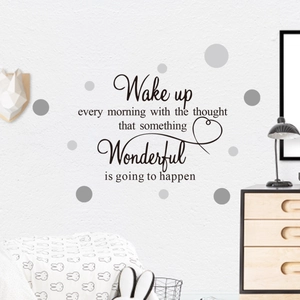 Citation murale inspirante en anglais avec pois gris pour salon et chambre à coucher