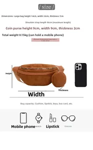 Guide des tailles du sac de poitrine en velours côtelé avec dimensions et capacité mobile