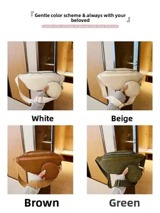 Sacs bananes en velours côtelé blanc, beige, marron et vert avec mini pochettes