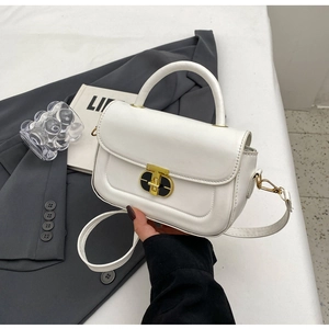 Borsa a mano strutturata bianca in finta pelle con chiusura dorata in stile lifestyle