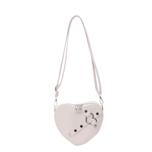 Sac bandoulière blanc en forme de cœur avec clous en métal et bandoulière réglable