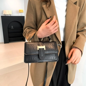Borsa A Mano Donna Motivo Coccodrillo Borsa A Tracolla Pelle Sintetica Moda Quadrata Con Manico Superiore E Fibbia Dorata
