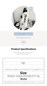 Detailed size specifications for the lightweight white nylon TENRG crossbody chest bag