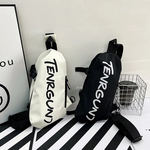 Fashionable nylon crossbody chest bag with adjustable strap and TENRGUNJ letter print