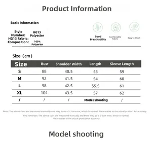 Size chart for women striped lace long sleeve shirt with bust and shoulder measurements