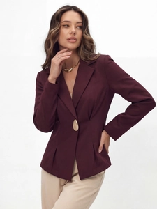 Deep purple long sleeve blazer for women with a single button and slim waist design