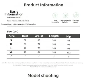 Guide des tailles détaillé pour robe de soirée en maille avec mesures du S au XL en cm