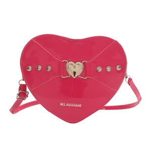 Sac à bandoulière cœur chic en cuir verni rose avec rivets et fermoir en métal