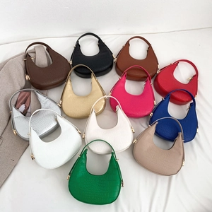 Minimalist crescent shoulder bags in multiple colors featuring crocodile pattern PU leather