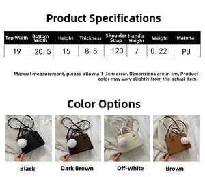 Size chart showing dimensions for the crossbody square bag with multiple color options