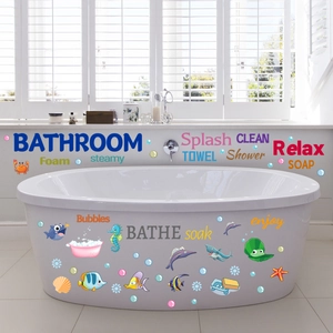 Ocean world wall decals with fish and bubbles for bathroom and nursery decoration