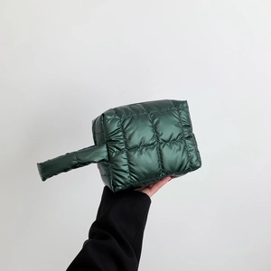 Women Quilted Puffer Bag Puffy Cotton Square Grid Handbag Chic Urban Simple Style Daily Commute Single Shoulder Bag Zipper Closure