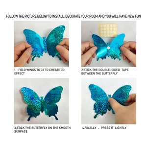 Step-by-step guide for installing 3D glitter butterfly wall decals on smooth surfaces