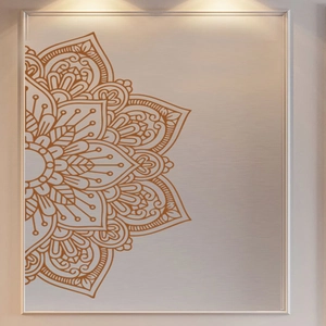Lotus mandala wall decal with geometric patterns for a bohemian home interior decoration