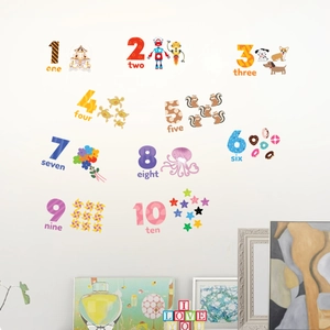 Educational number and English word wall stickers for children nursery room decor