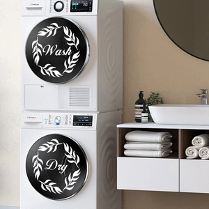 Minimalistische Wash und Dry Wandtattoo Blattkranz Aufkleber für Waschmaschine und Trockner