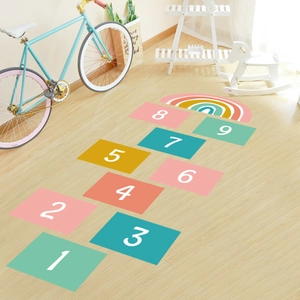 Hinkelspel vloerstickers in macaron kleuren met cijfers 1-9 voor de kinderkamer decoratie