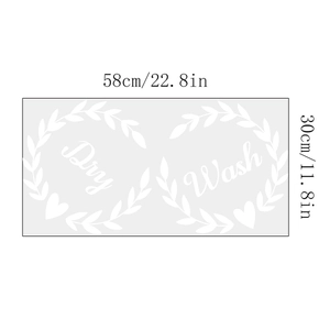 Detaillierte Größentabelle für Waschraum-Wandaufkleber mit 58x30cm Maßen und Design