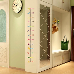 Detailed view of colorful cartoon animal height wall sticker measuring 50cm to 170cm