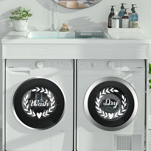 Aufkleber-Set mit Wash und Dry Blumenkranz-Motiv für Waschmaschine und Trockner