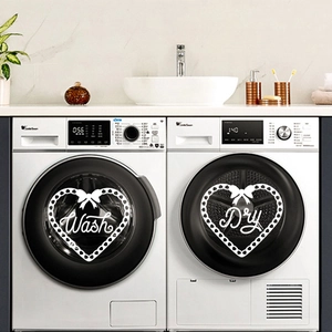 Kreative Herzaufkleber aus Vinyl mit Wash und Dry Text für Waschraumdekoration
