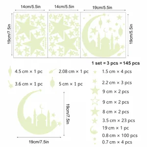 Stickers muraux lumineux bleus lune et étoiles lot de 145 pièces pour chambre