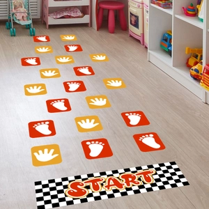 Waterproof PVC Cartoon Children Sensory Training Floor Stickers Hand Footprint Game Decals For Kindergarten Home Decor