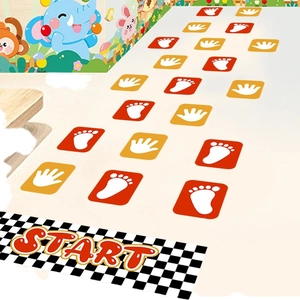 Kids hopscotch floor stickers with colorful hand and foot prints for indoor jumping games