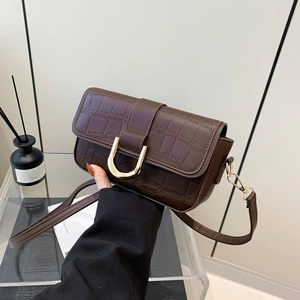 Borsa A Tracolla Vintage Da Donna Pelle PU Motivo Coccodrillo Fibbia A U Dorata Elegante Casual Coreana Borsetta