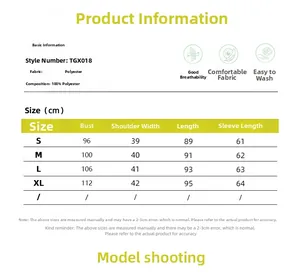 Tableau des tailles pour robe longue en polyester avec mesures du buste et de la taille