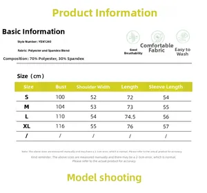 Tableau des tailles pour chemise femme avec mesures buste, épaules et longueur en cm