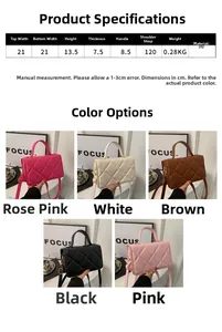 Tableau des tailles et variantes de couleurs pour sacs à main matelassés en losange