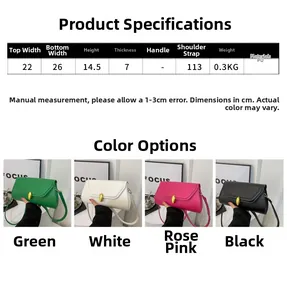Tableau des tailles détaillé et dimensions du sac baguette minimaliste en cuir PU