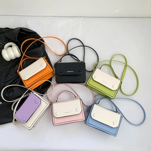 Fashion color-block crossbody bag set in multiple colors with top handle and strap