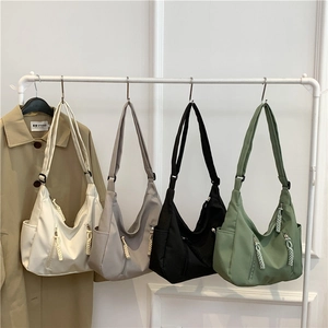 Hobo nylon tote bags in four colors with adjustable straps for women's daily wear