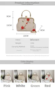 Spécifications détaillées de taille pour le sac tressé avec broderie de fleurs
